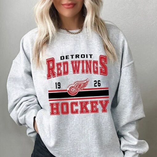 Vintage 90s Detroit Red Wings Shirt, Crewneck Jersey Hockey Sweatshirt