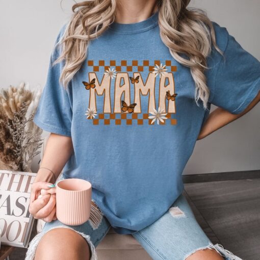 Comfort Colors® Checkered Butterfly Mama Shirt, Mothers Day Gift