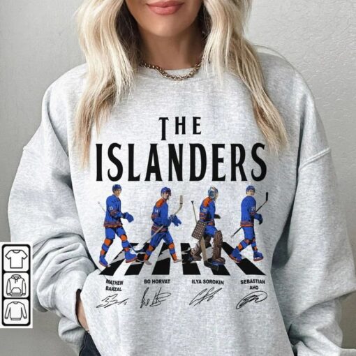 Retro Islanders Walking Abbey Road Signatures Ice Hockey Shirt