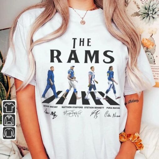 Retro Rams Walking Abbey Road Signatures Football Shirt, Sean McVay