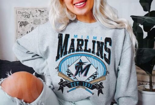 Miami Baseball Sweatshirt...Vintage Style Miami Baseball Crewneck