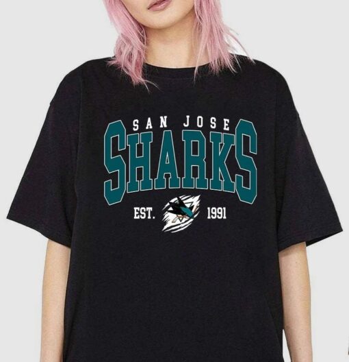 Vintage San Jose Sharks Sweatshirt, 90s Sharks Hockey Sweatshirt