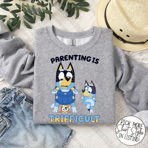 Parenting Is Trifficult Shirt, Blue Dog Parents Shirt