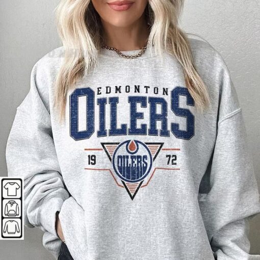 Vintage 90s Edmonton Oilers Shirt, Crewneck Edmonton Oilers Sweatshirt