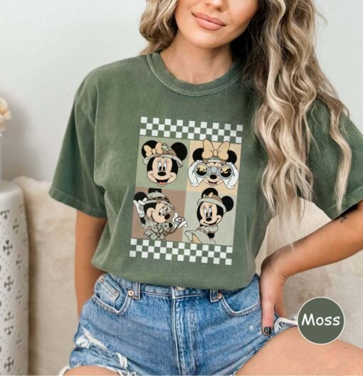 Minnie Safari Mode Comfort Colors Shirt, Checkered Mickey Shirt