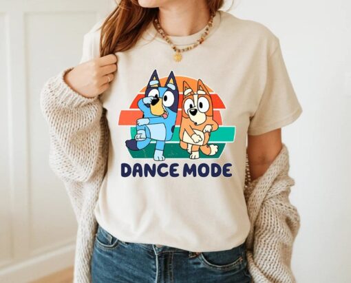 Dance Mode Bluey Vintage Style Unisex Tshirt, Bluey Family Retro Shirt