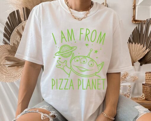 Disney Pixar Toy Story Neon Green Alien Pizza Planet T-Shirt