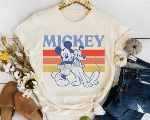 Disney Mickey And Friends Mickey And Pluto Retro Line T-Shirt