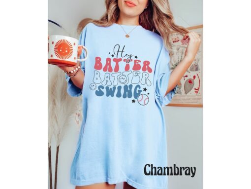 Comfort Colors® Hey Batter Batter Swing, Retro Baseball Shirt