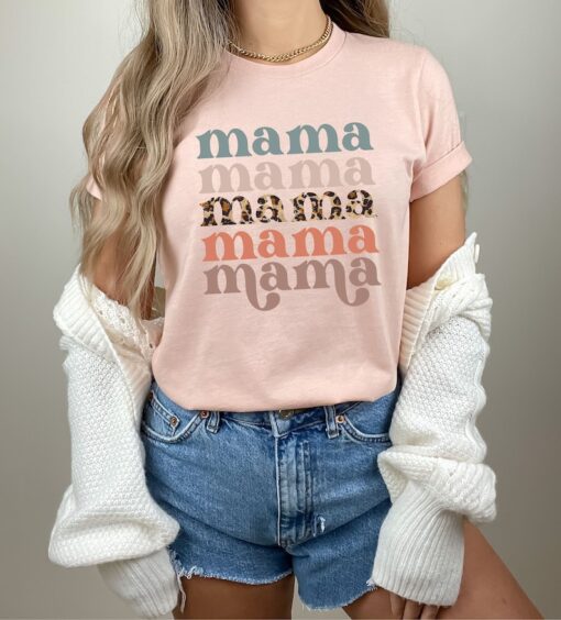 Retro Mama Shirt, Leopard Mama Shirt, Motherhood Shirt