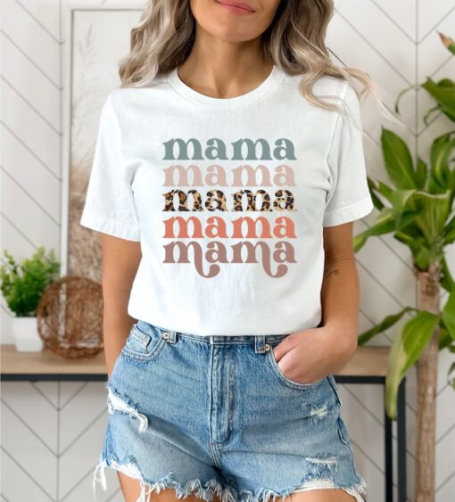 Retro Mama Shirt, Leopard Mama Shirt, Motherhood Shirt