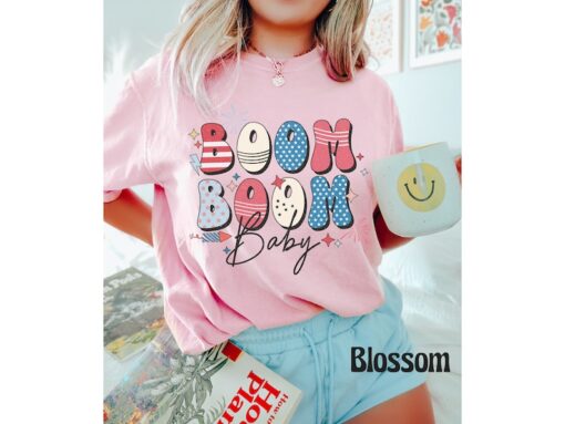 Comfort Colors® Boom Boom Baby Shirt, Retro 4th Of July Shirt