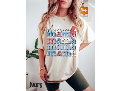 Comfort Colors® American Mama Shirt, Retro 4th Of July Shirt