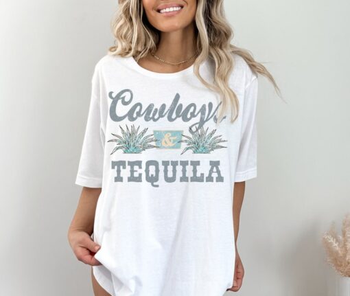 Cowboys And Tequila Vintage Vibe Graphic Tee