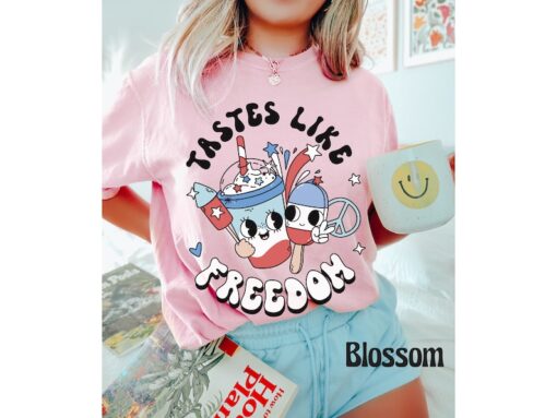 Comfort Colors® Tastes Like Freedom Shirt, Groovy 4th of July Tee