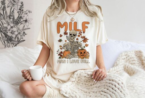 Comfort Colors® Milf I love You Fall Shirt, Fall Skeleton shirt