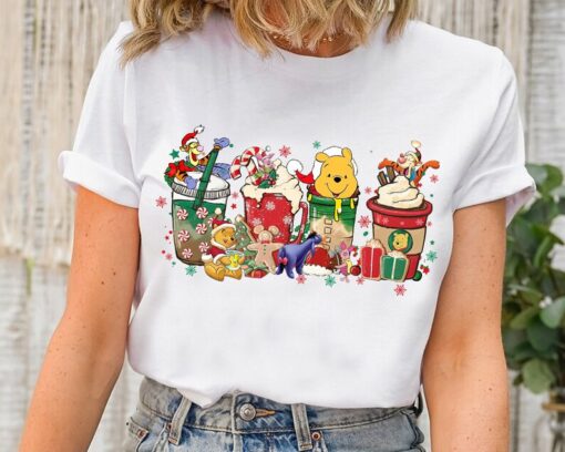 Disney Winnie The Pooh Christmas Coffee Latte Drink Cup Shirt