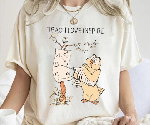 Disney Winnie The Pooh Owl Teacher Teach Love Inspire T-Shirt