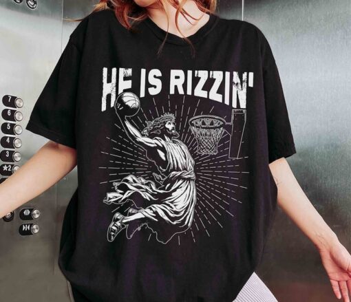 Retro He Is Rizzin' Shirt, Funny Jesus Shirt, Humor Easter Shirt