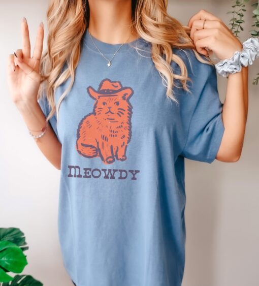 Cowboy Cat Shirt, Comfort Colors Meowdy Shirt, Cat Lover Gift