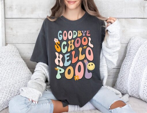 Comfort Colors® Retro Teacher Shirt, Goodbye School Hello Pool