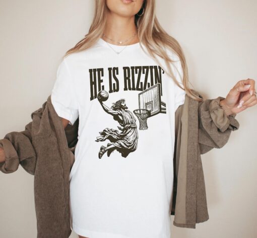 He Is Rizzin' Vintage 90s Shirt, Funny Jesus Shirt, Humor Easter Shirt