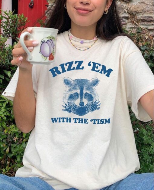 Rizz Em With The Tism Graphic T-Shirt, Retro Unisex Adult T Shirt