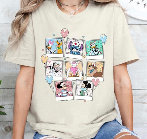 Disney Nurse Characters Photos Balloon Shirt, Disney Nurse Day Shirt