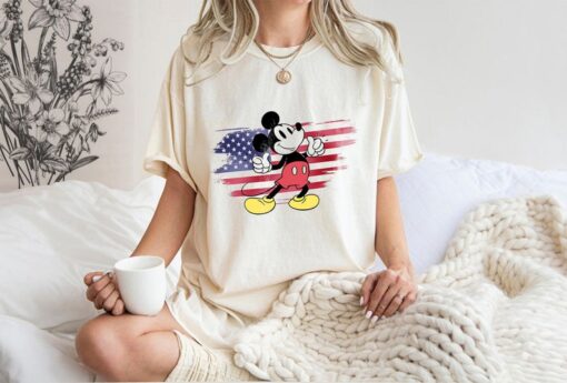 Mickey Mouse With American Flag Shirt, Disney Mickey Dad Shirt