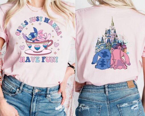 Girls Just Wanna Have Fun Shirt, Stitch Angel Besties Shirt