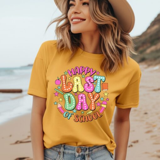 Comfort Colors® Happy Last Day Of School Tee, Retro Teacher Shirt