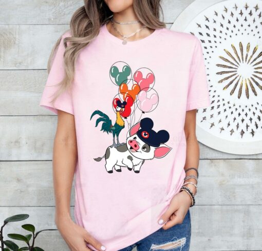 Retro Disney Moana Hei Hei And Pua Mickey Balloon Shirt, Moana Shirt