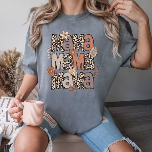 Comfort Colors® Leopard Mama Shirt, Flower Mama Shirt