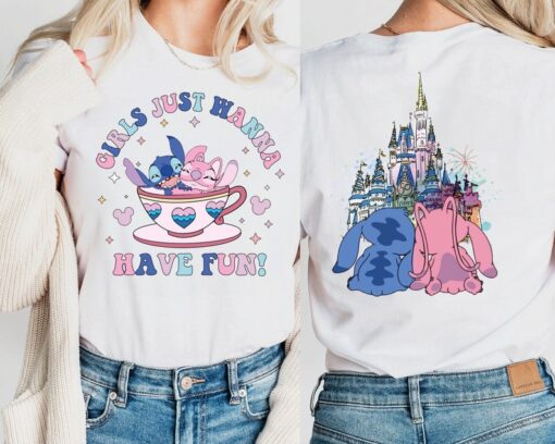 Girls Just Wanna Have Fun Shirt, Stitch Angel Besties Shirt