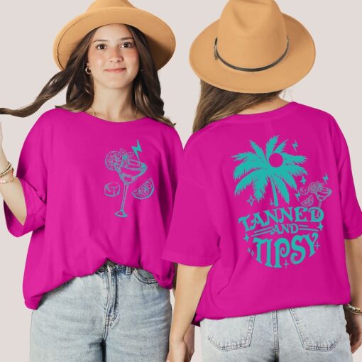 Tanned and Tipsy Shirt, Palm Tree Shirt, Summer Vacation Shirt