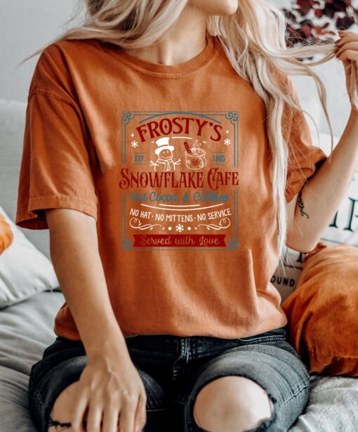 Comfort Colors® Frosty's Snowflake Cafe Shirt, Christmas Vibes Shirt