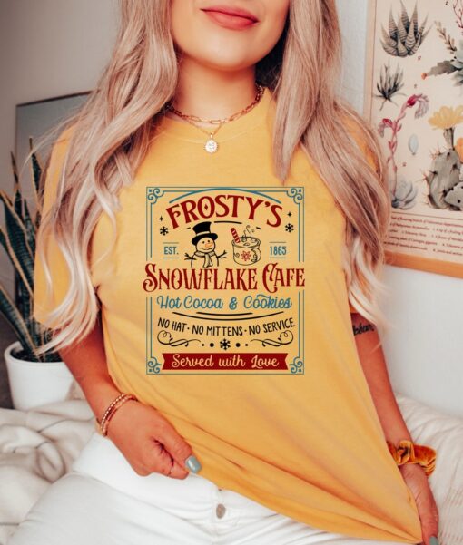 Comfort Colors® Frosty's Snowflake Cafe Shirt, Christmas Vibes Shirt