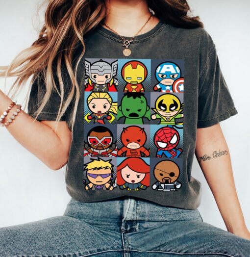 Marvel Heroes Boxed Up Kawaii Graphic T-Shirt