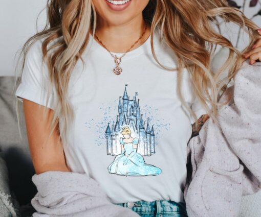 Cinderella Princess Shirt, Watercolor Castle Shirt