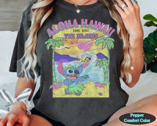 Disney Lilo & Stitch Aloha Hawaii Come Visit The Islands Retro Shirt