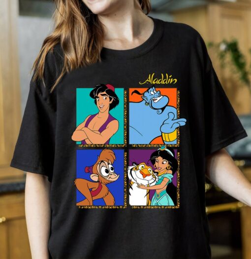 Disney Aladdin Group Shot Box Up T-Shirt, Jasmine, Aladdin, Genie