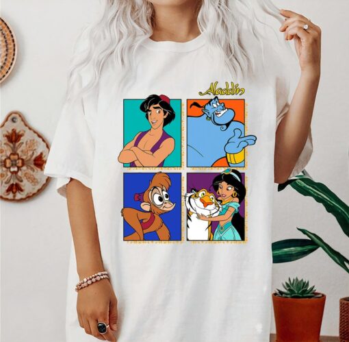 Disney Aladdin Group Shot Box Up T-Shirt, Jasmine, Aladdin, Genie