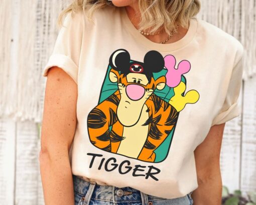 Retro Tigger Mickey Ears Balloon Shirt Funny Winnie The Pooh T-shirt D