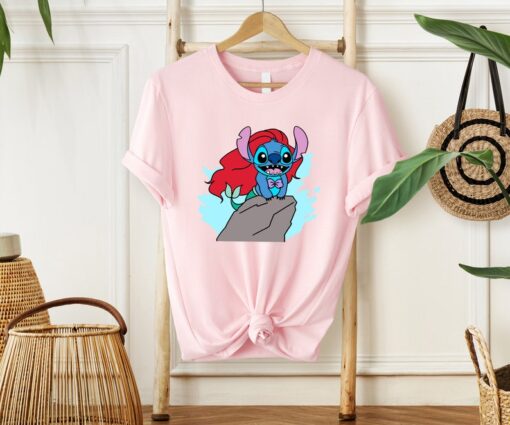 Funny Stitch and Ariel Shirt, Disney Princess Shirt