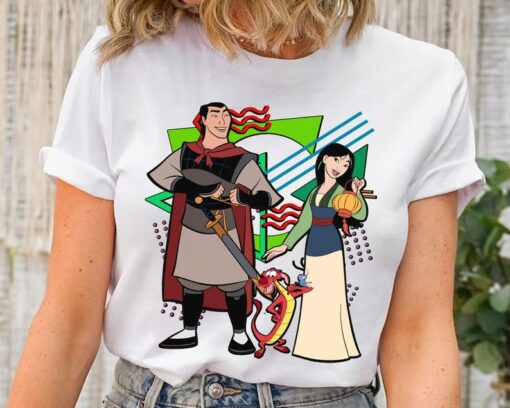 Disney Retro 90s Style Group Shot Mulan Characters Squad Shirt