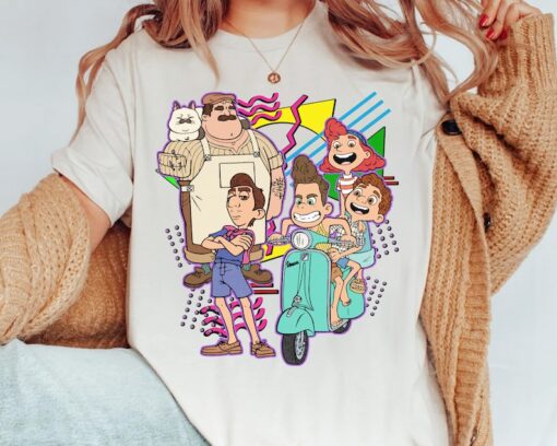 Disney Retro 90s Style Group Shot Pixar Luca Characters Squad Shirt