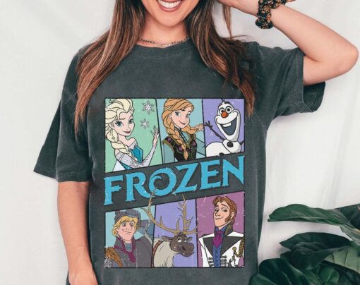 Vintage Frozen Characters Shirt, Retro Elsa Anna Olaf Hans T-shirt