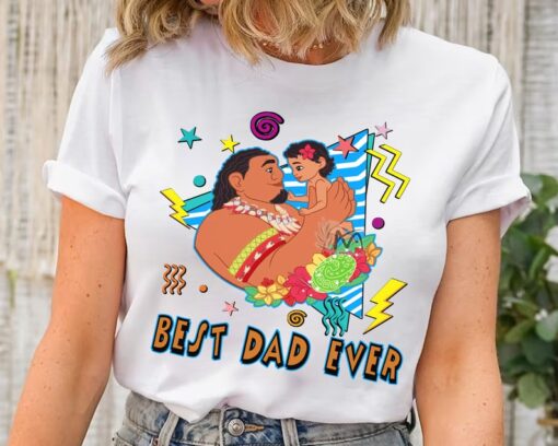 Disney Best Dad Ever Chief Tui and Moana Retro 90s Shirt