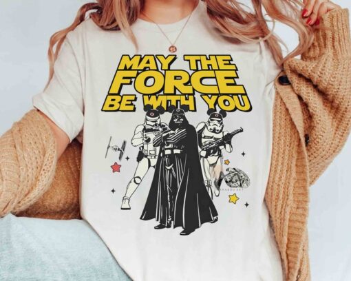 May The Force Be With You Darth Vader & Stormtrooper Mickey Ears T-shi