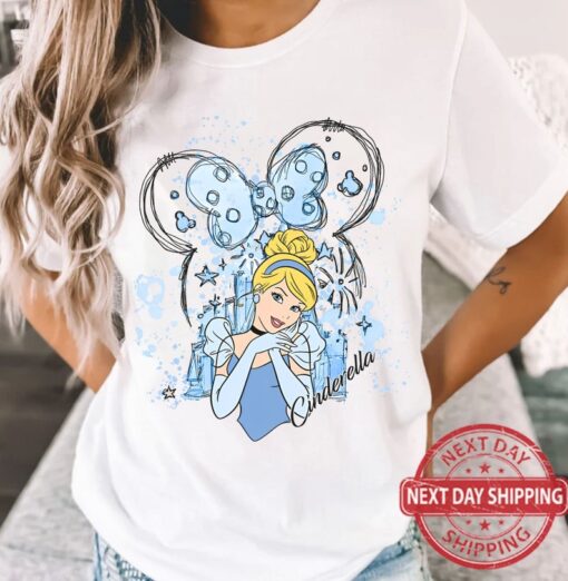 Cute Disney Cinderella Water Colors Shirt, Walt Disney Princess Tshirt